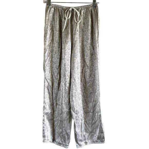 Victoria's Secret Floral Silky Lounge Pant Drawstring Mid Rise Pajama Silver XS - Picture 1 of 5